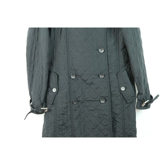 NO BELT Max Mara Weekend Black Quilted Women's Trench Coat US 12 - Picture 2 of 13